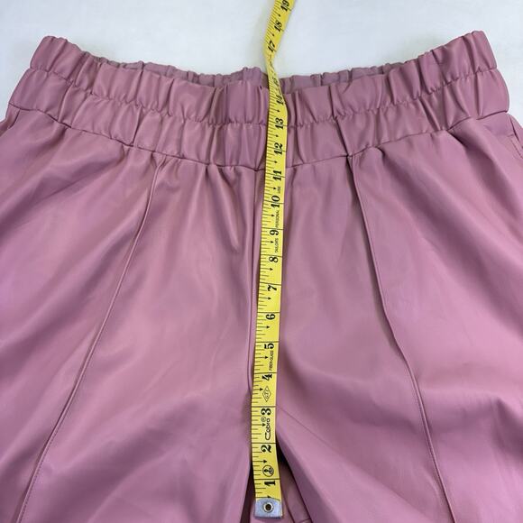 Express Faux Leather High Rise Wide Leg Seamed Barrel Ankle Pants Pink Size XL - Picture 10 of 12